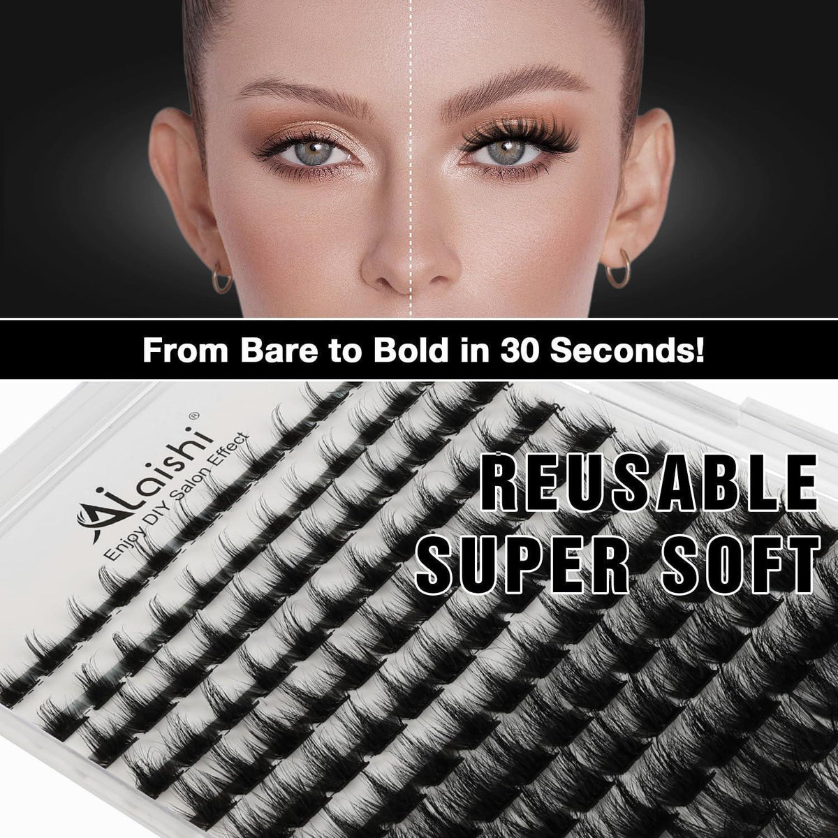 3D Wimpern-Cluster Set mit Bond & Seal – 10-18mm D-Curl