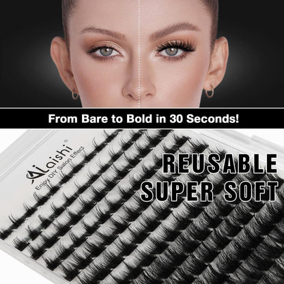 3D Wimpern-Cluster Set mit Bond & Seal – 10-18mm D-Curl