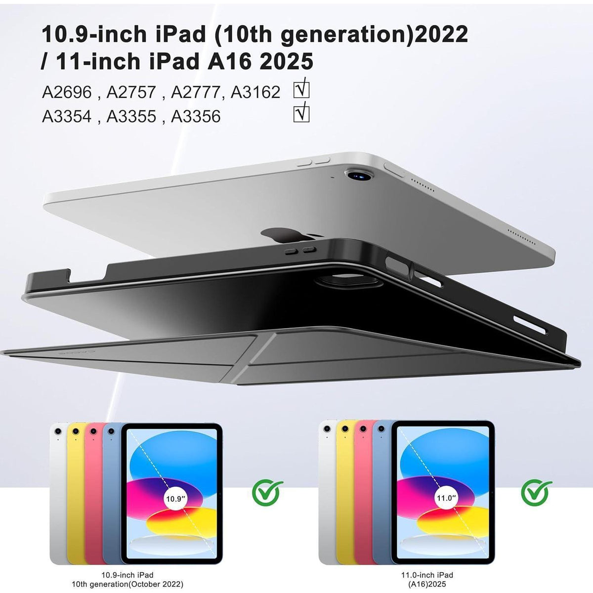 iPad Hülle mit Stifthalter, magnetisch, Schwarz