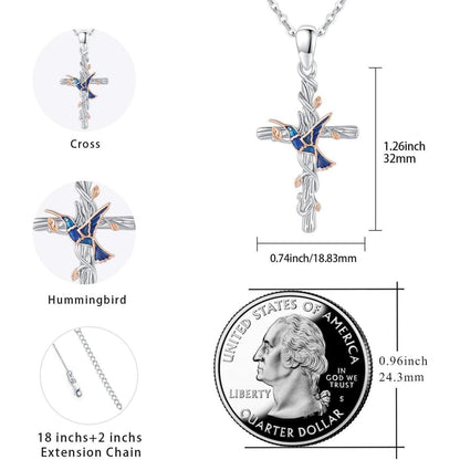 Sterling Silber Tier Halskette mit Kolibri & Blume, Geschenk für Damen