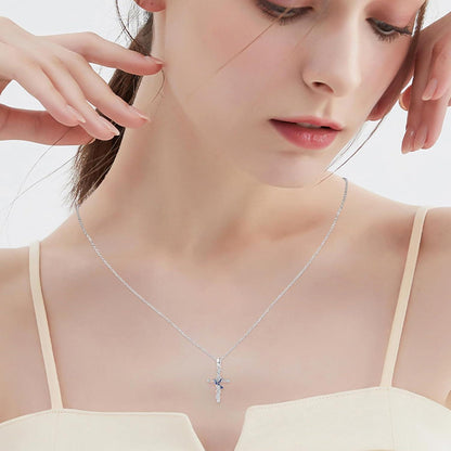 Sterling Silber Tier Halskette mit Kolibri & Blume, Geschenk für Damen