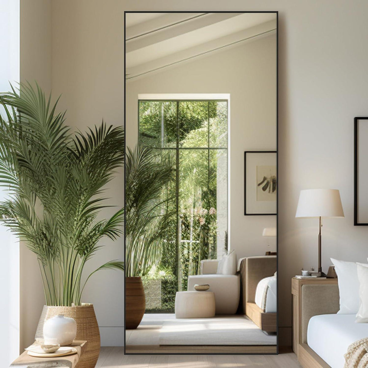 Ganzkörperspiegel 179x65cm – Stehspiegel Schwarz für Wohnzimmer