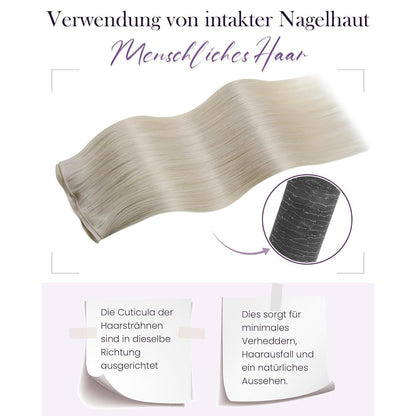 Echthaar Tressen Blond Platinblond 45cm – Einnäh Tressen #60