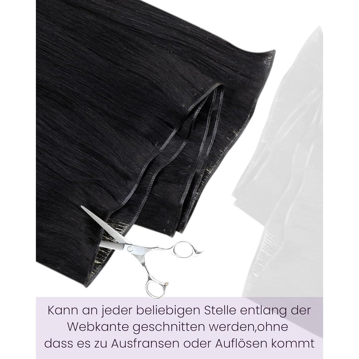 Echthaar Tressen Schwarz – Einnähhaare 55cm #1