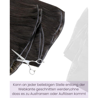 Dunkelbraune Echthaar Tressen zum Einnähen – Remy Menschenhaar 50cm