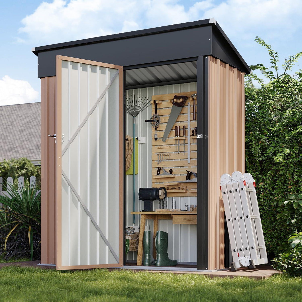 Metall Gartenschrank 5x3 ft – Wetterfest & Verriegelbar
