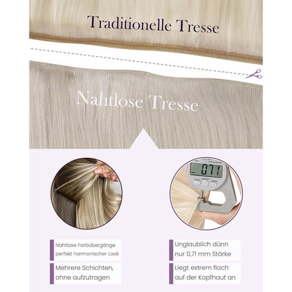 Echthaar Tressen Weißblond 40cm – Einnähhaare #60