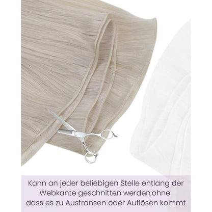 Echthaar Tressen Weißblond 40cm – Einnähhaare #60