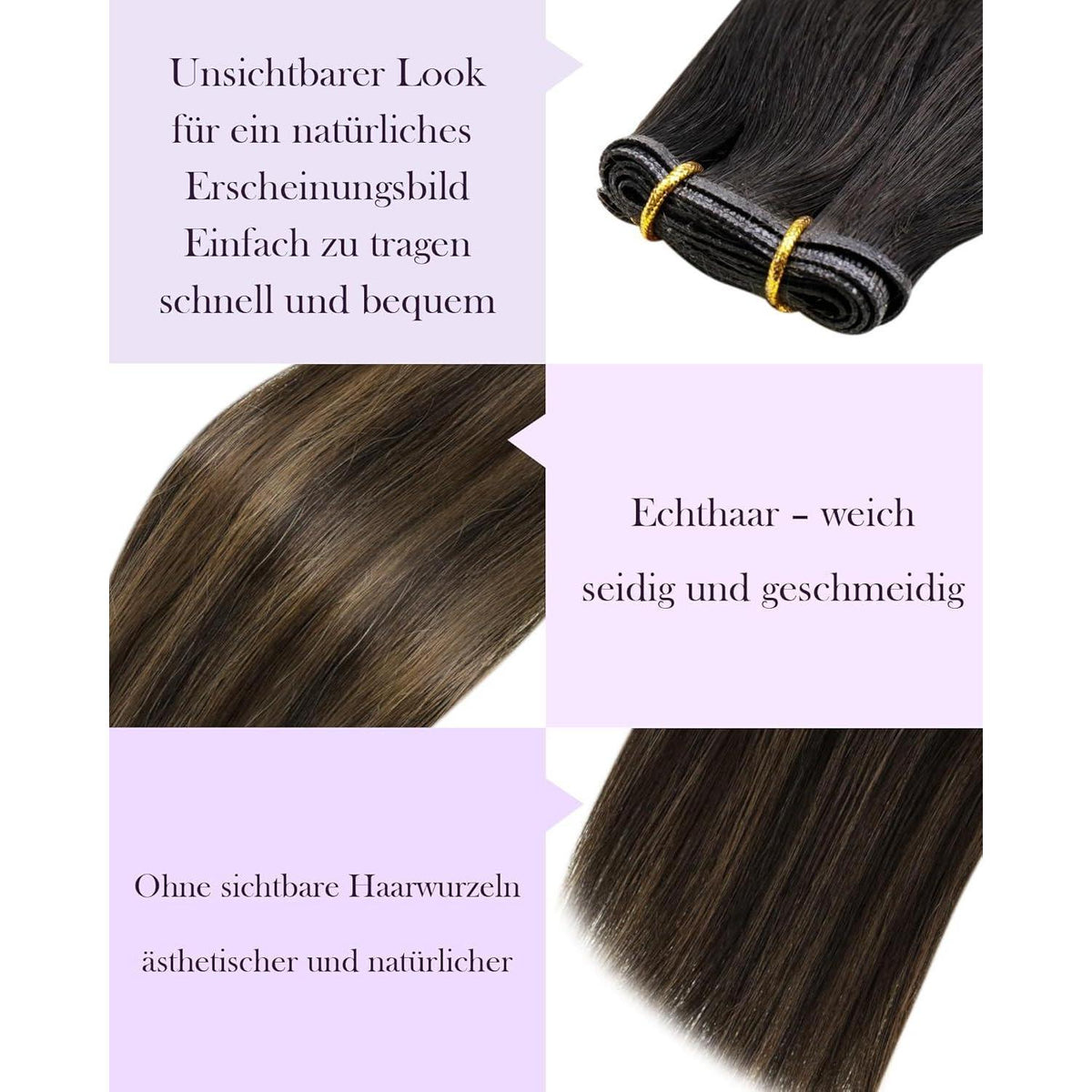 Echthaar Tressen Ombre Braun #2/8/2 – 55cm