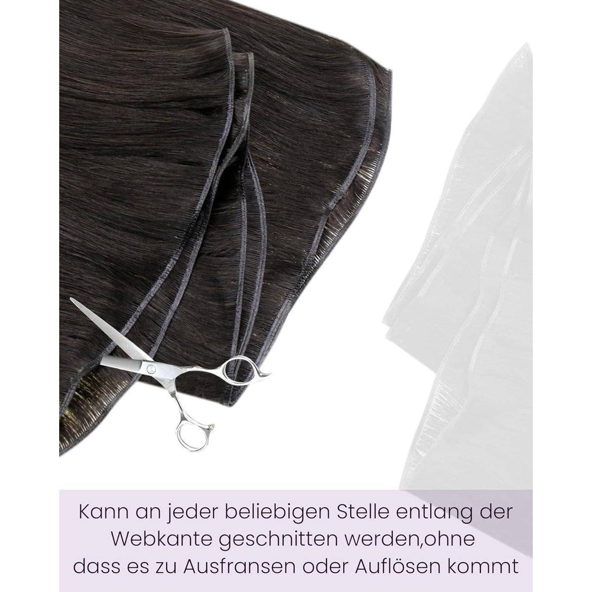 Echthaar Tressen Dunkelbraun 55cm – Remy Haar zum Einnähen
