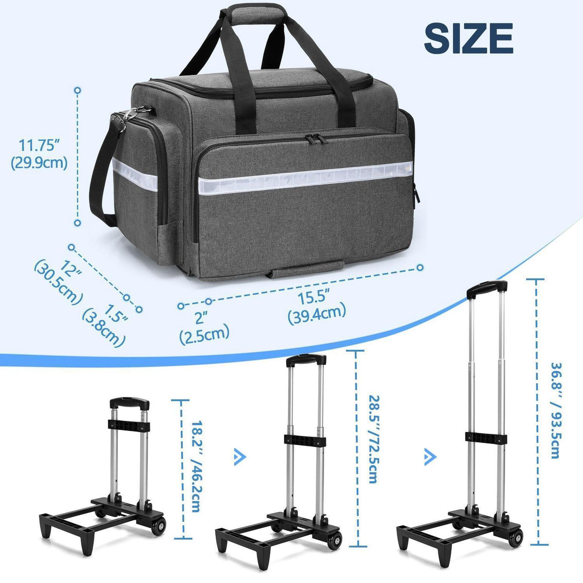 Notfalltasche mit Trolley – Erste Hilfe Tasche für Pflege & Rettungsdienst