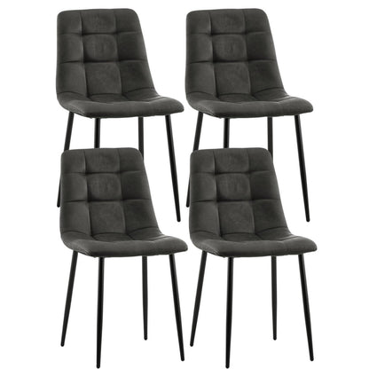 Esszimmerstühle Set Grau, Metall 4er Set in Lederoptik