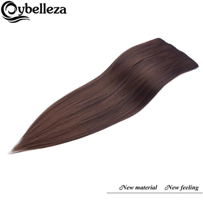 60cm Clip-in Haarverlängerung Braun & Auburn - Gerade Synthetik