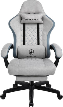 Gaming Stuhl Stoff mit Fußstütze Racing Gamer 150kg Belastbarkeit Grau