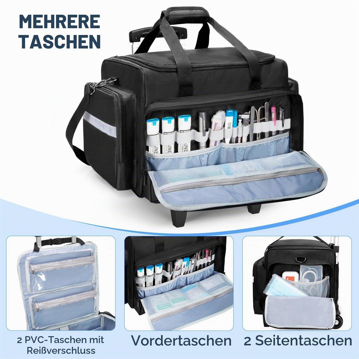 Notfalltasche mit Trolley – Erste Hilfe Tasche für Sanitäter & Ärzte