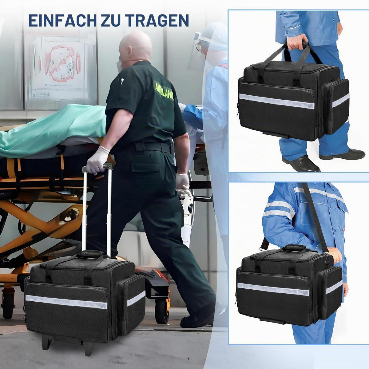 Notfalltasche mit Trolley – Erste Hilfe Tasche für Sanitäter & Ärzte
