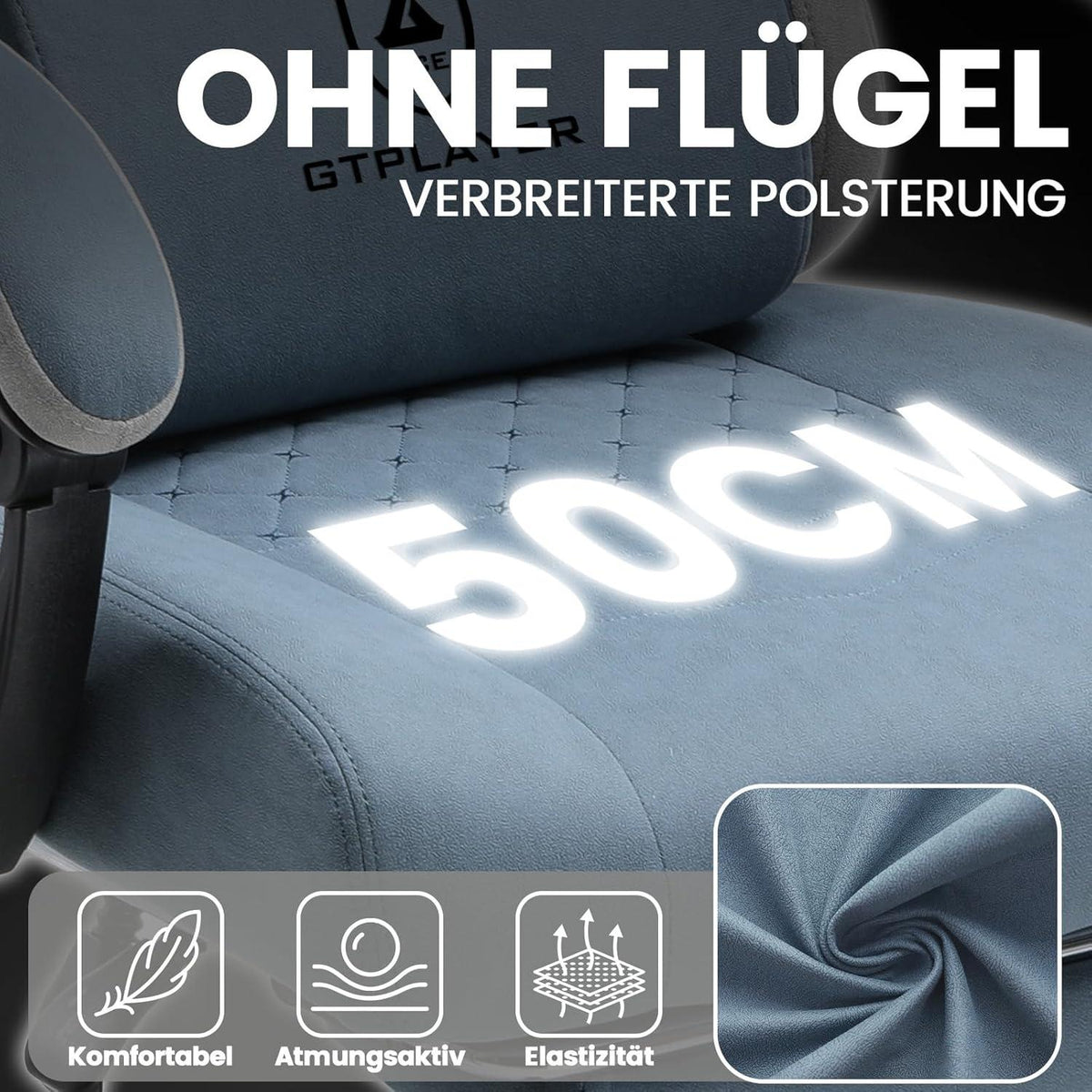 Gaming Stuhl Stoff Fußstütze Racing Gamer 150kg Belastbarkeit Hellblau