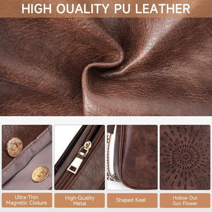 Umhängetasche Damen mit Blumenmuster, breiter Gurt in Lederoptik