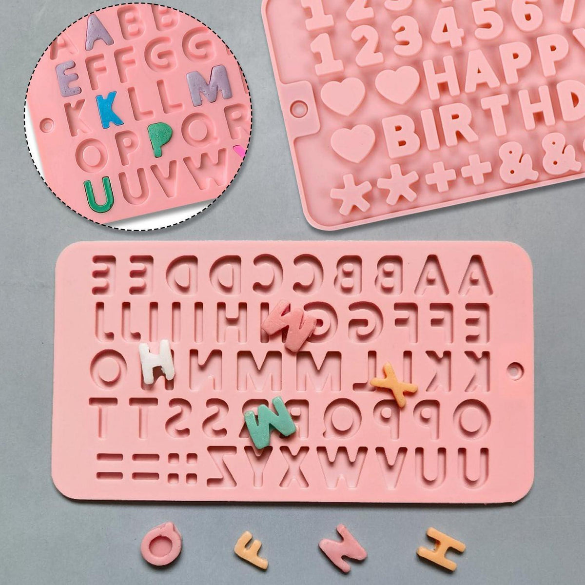 Silikonform Buchstaben Zahlen Set für Kuchen & Schokolade