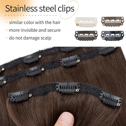 Clip-in Haarverlängerung Dunkelbraun 45cm Echthaar