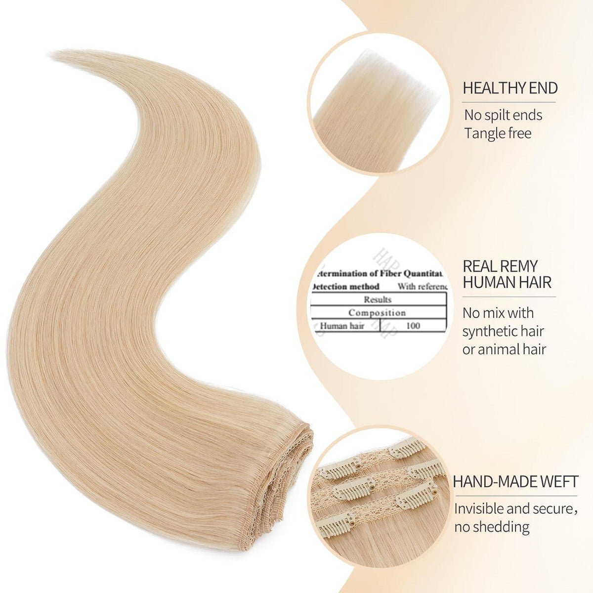 Echthaar Clip-in Extensions Platinblond 45cm