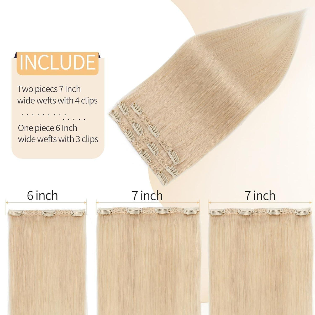 Echthaar Clip-in Extensions Platinblond 45cm