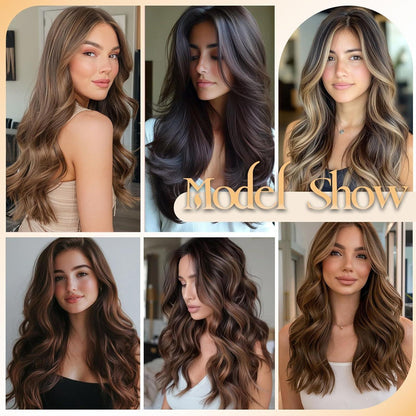Echthaar Clip-in Extensions Blondbraun 55cm