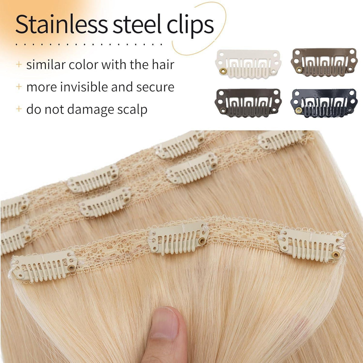 Echthaar Clip-in Extensions Platinblond 50cm