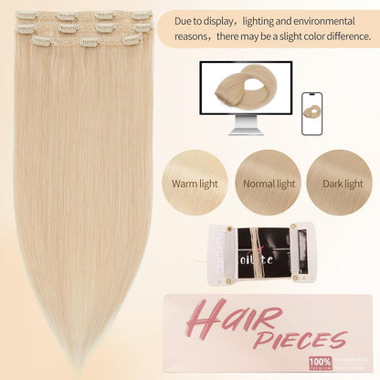 Echthaar Clip-in Extensions Platinblond 55cm