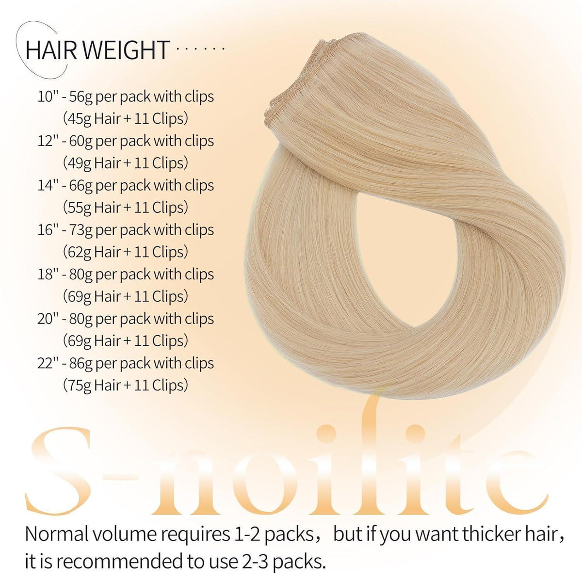 Echthaar Clip-in Extensions Platinblond 55cm