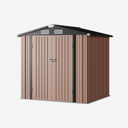 Gerätehaus Metall 200x188x123cm mit Fundamentrahmen Braun