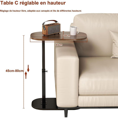 Höhenverstellbarer C-Form Beistelltisch – 360° drehbar & flexibel