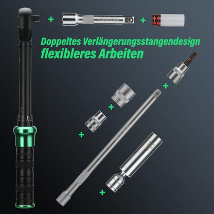 Drehmomentschlüssel-Set 60-220 Nm, 15-teilig, 3/8 & 1/2 Zoll Antrieb