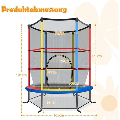 GYMAX Kindertrampolin 165cm mit Sicherheitsnetz & Randabdeckung