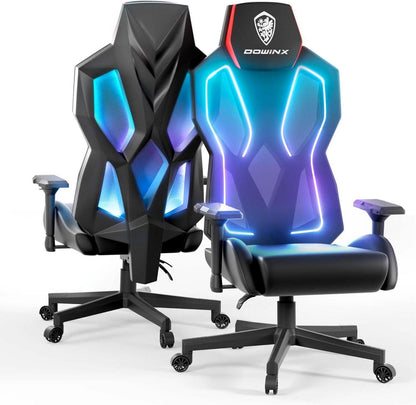 LED Gaming Stuhl mit 4D-Armlehnen und RGB - PU Leder