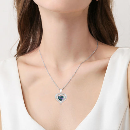 Lebensbaum Herz Kette Damen 925 Silber Geburtsstein Juni Alexandrit