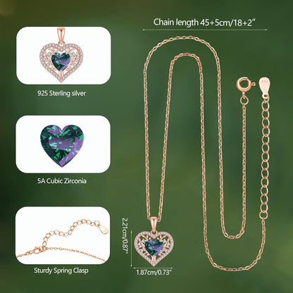 Lebensbaum Herz Kette Damen 925 Silber Geburtsstein Juni Alexandrit