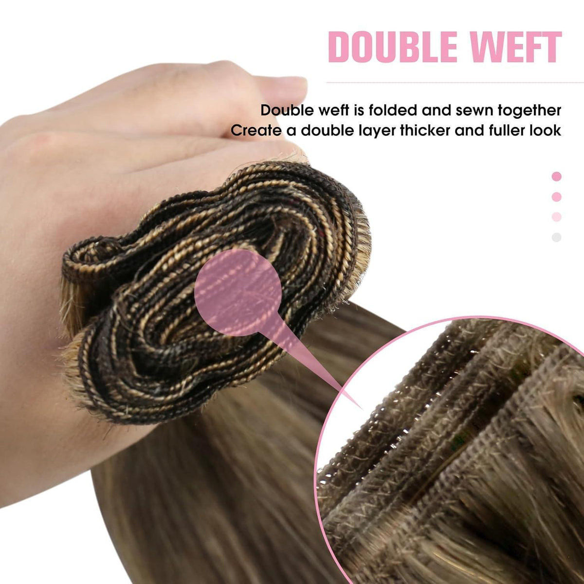 Echthaar Tressen Dunkelbraun mit Blond Highlights (50cm, 100g)