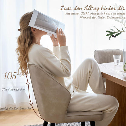 Gepolsterte Esszimmerstühle mit Armlehne – Vintage Design (6er Set Beige)