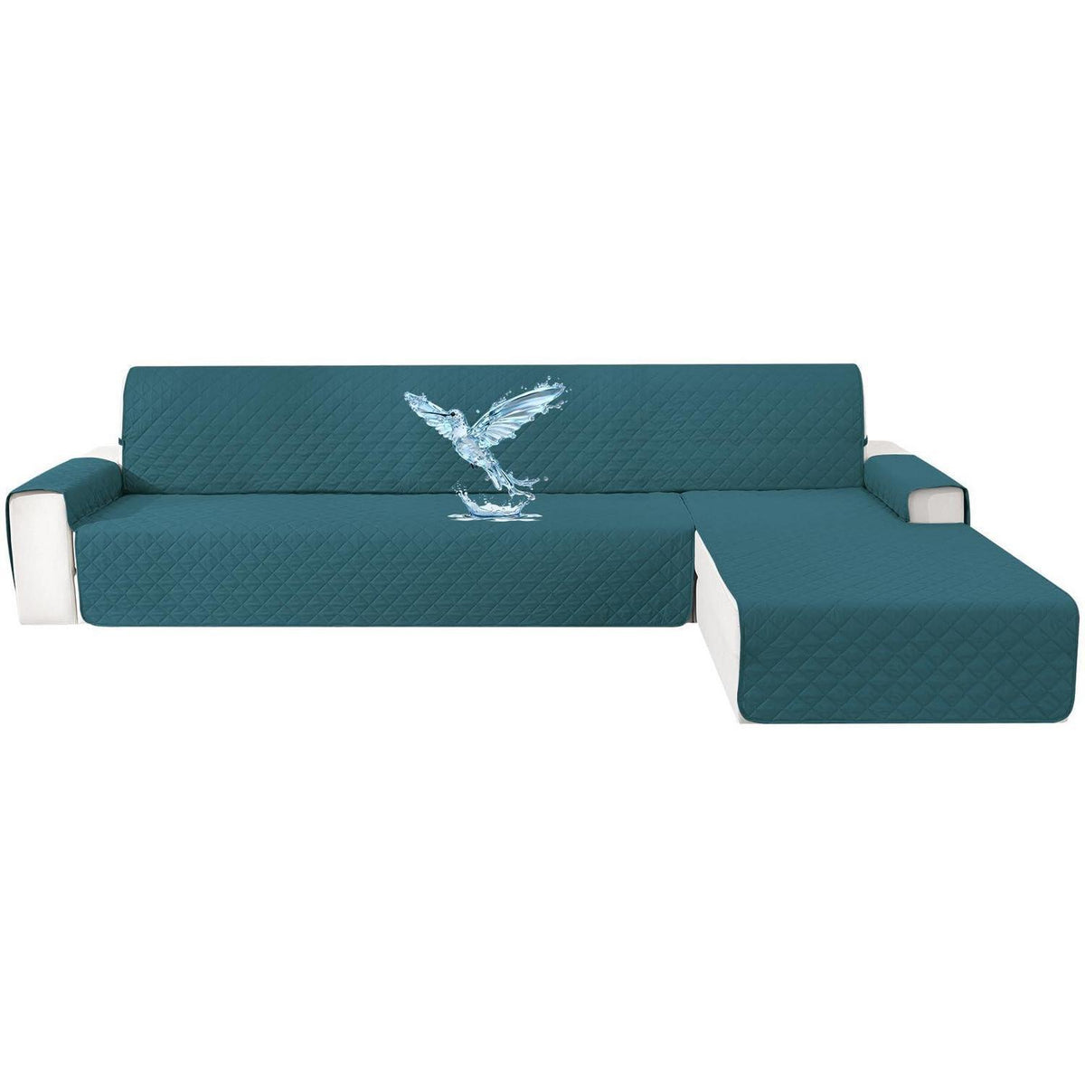 Wasserdichter Sofaüberzug L-Form 3-Sitzer Dunkelgrün
