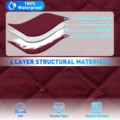 Wasserdichter Couchüberzug L-Form 2 Sitzer Bordeauxrot