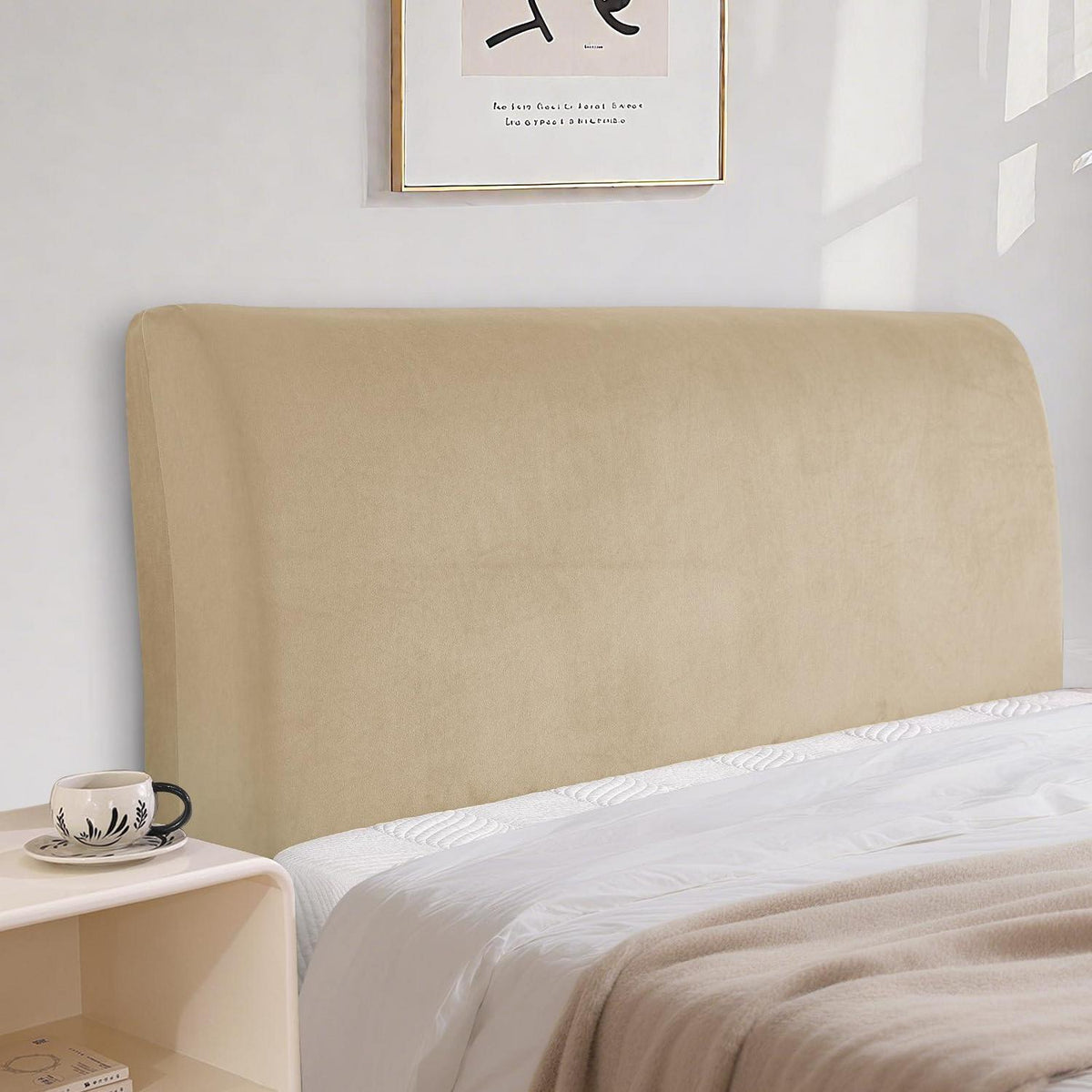 Samt Kopfteilbezug 180cm Kamel - Staubdicht & Waschbar
