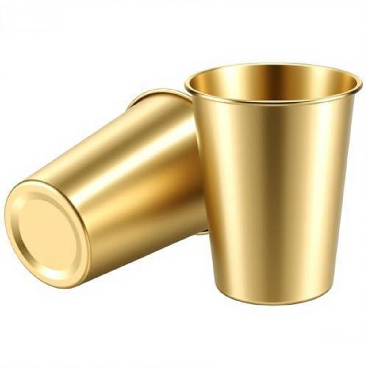6x Gold Edelstahlbecher 350ml – Stapelbare Reisebecher