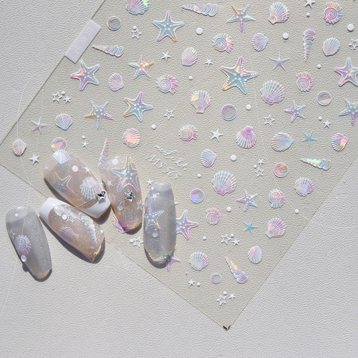 3D Nagelsticker Aurora Muschel Seestern - Ozean Thema Nail Art