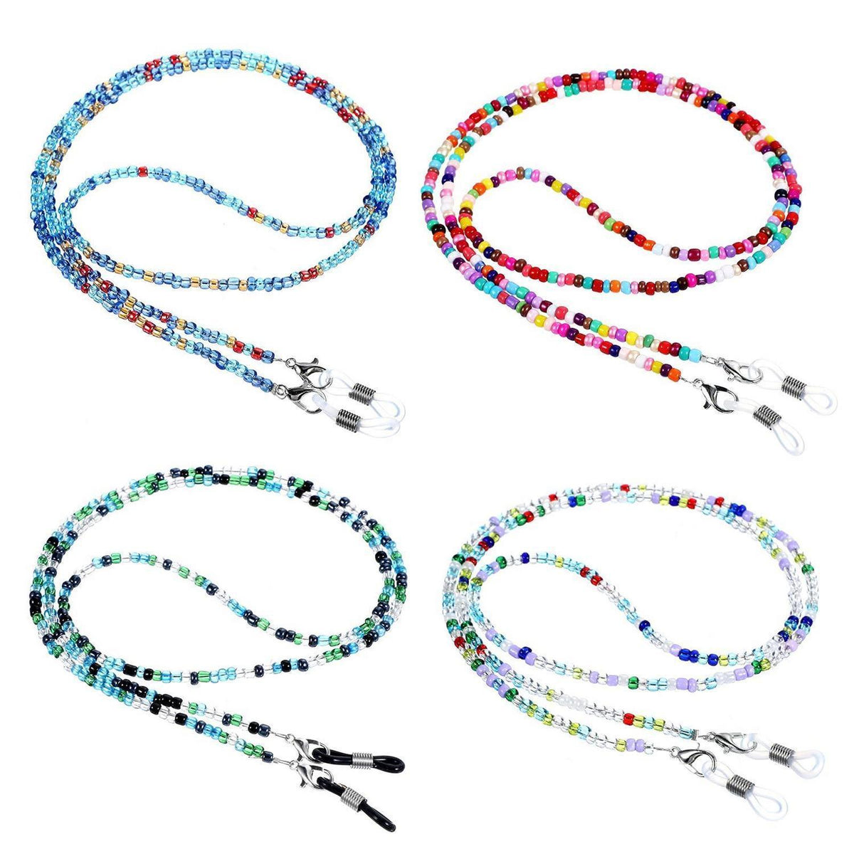 Brillenkette Damen Perlenkette 4er Set bunt & verstellbar