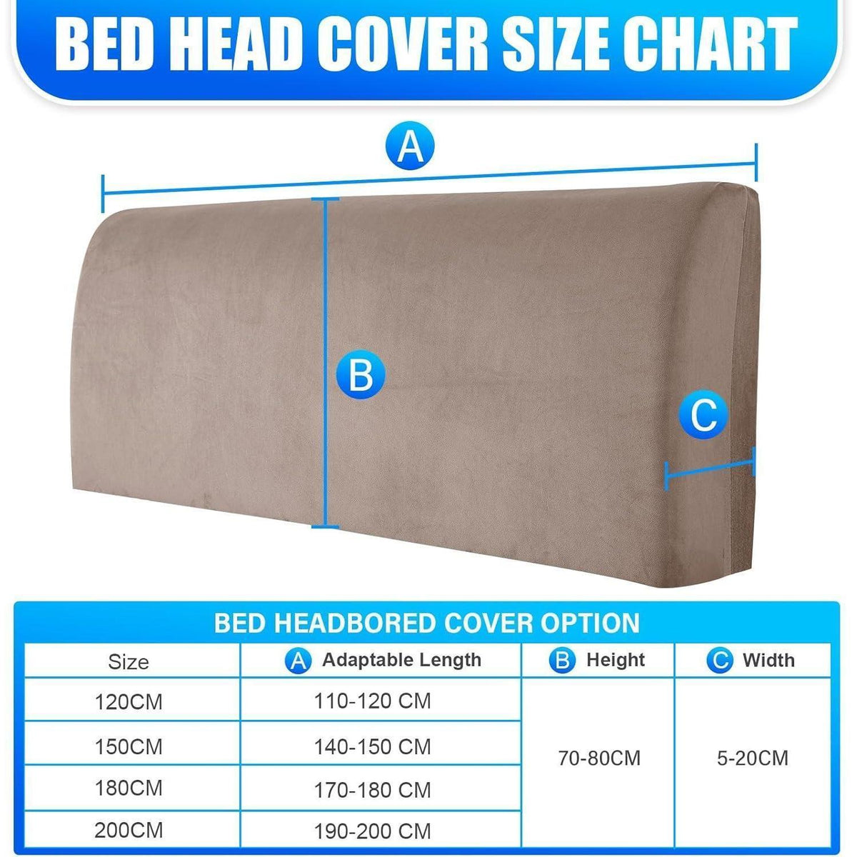 Samt Kopfteilbezug Khaki 180cm - Staubschutz & Pflegeleicht