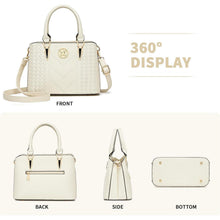 Damen Handtasche mittelgroß mit Lychee Muster und mehreren Innentaschen Beige