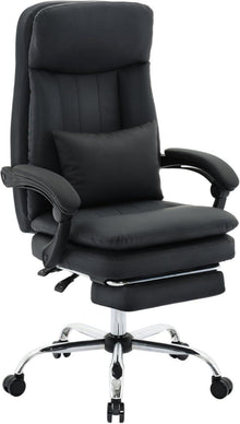 Ergonomischer Bürostuhl mit Fußstütze Schwarz PU Leder 135° Liegende