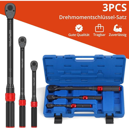 Drehmomentschlüssel Set 3-teilig 1/4" 3/8" 1/2" Cr-Mo Stahl
