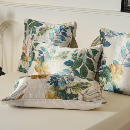 Satin Bettwäsche Set 135x200 - 4-teilig mit Blättermotiv